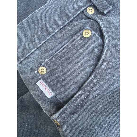 VINTAGE Carhartt Jeans Men 38x36 Black Denim Made USA 90s B177 BLK - Picture 3 of 6